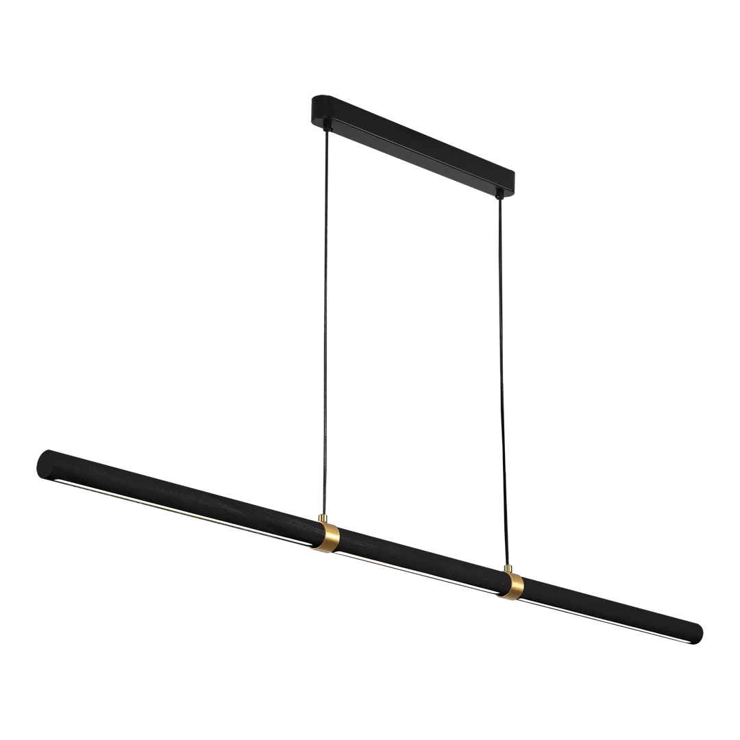 Calibo Aquila 2000mm Timber Tubular LED Linear Pendant with Brass Finish Collar