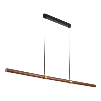 Calibo Aquila 1500mm Timber Tubular LED Linear Pendant with Brass Finish Collar