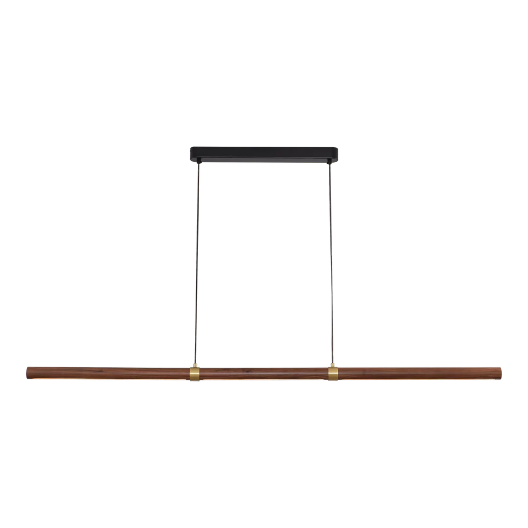 Calibo Aquila 1500mm Timber Tubular LED Linear Pendant with Brass Finish Collar