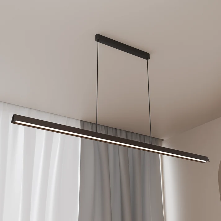 Calibo Avocent 2000mm Slim Timber Triangular Edge LED Linear Pendant