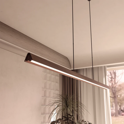 Calibo Avocent 2000mm Slim Timber Triangular Edge LED Linear Pendant