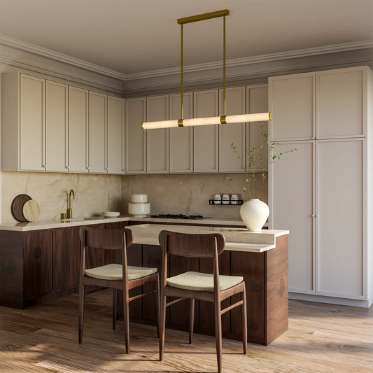 Calibo Bower Modern Alabaster Stone 1232mm Linear Pendant Light | Brass