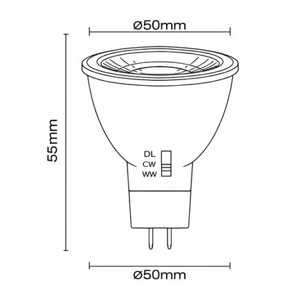 6w MR16 Tri-Colour LED Globe 12/24v