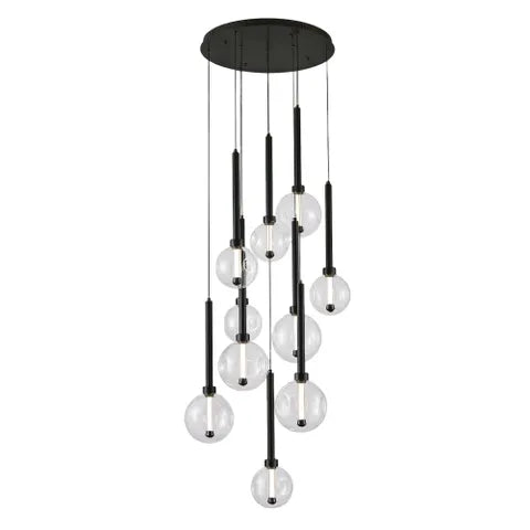 Meteor 10 Light Pendant Drop Black
