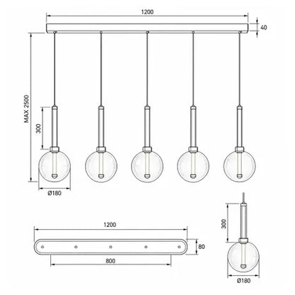Meteor 5 Light Bar Pendant