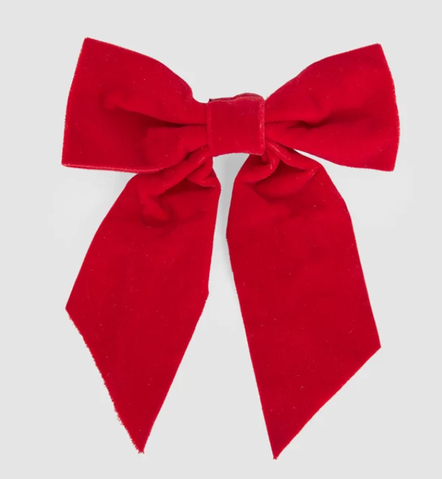 Velvet Clip On Bow Small Red