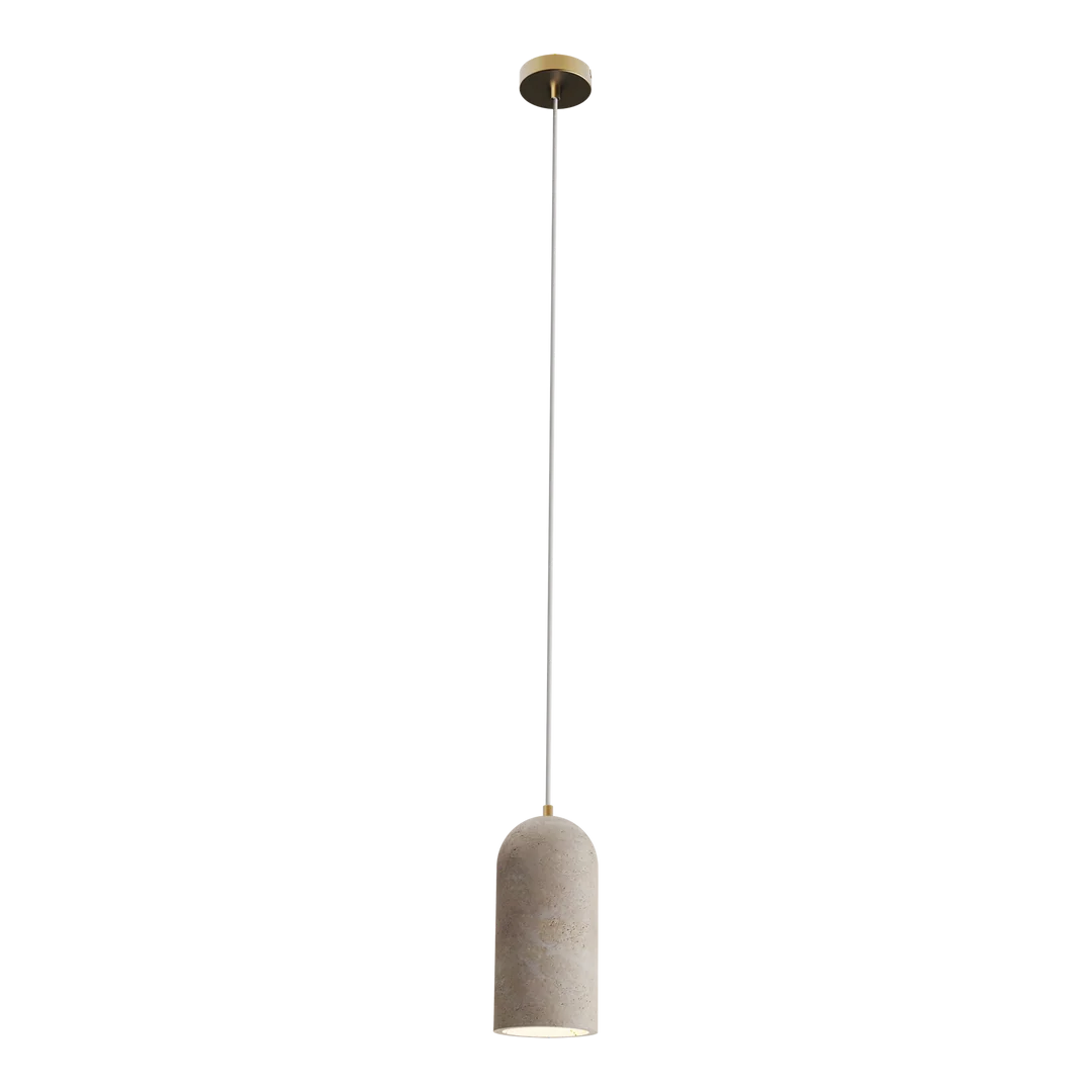 Calibo Inspire Crafted Travertine Round Top Cylinder Pendant Light - Beige