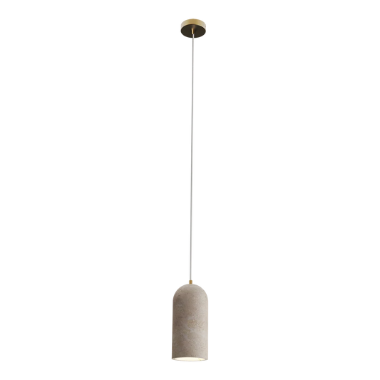 Calibo Inspire Crafted Travertine Round Top Cylinder Pendant Light - Beige