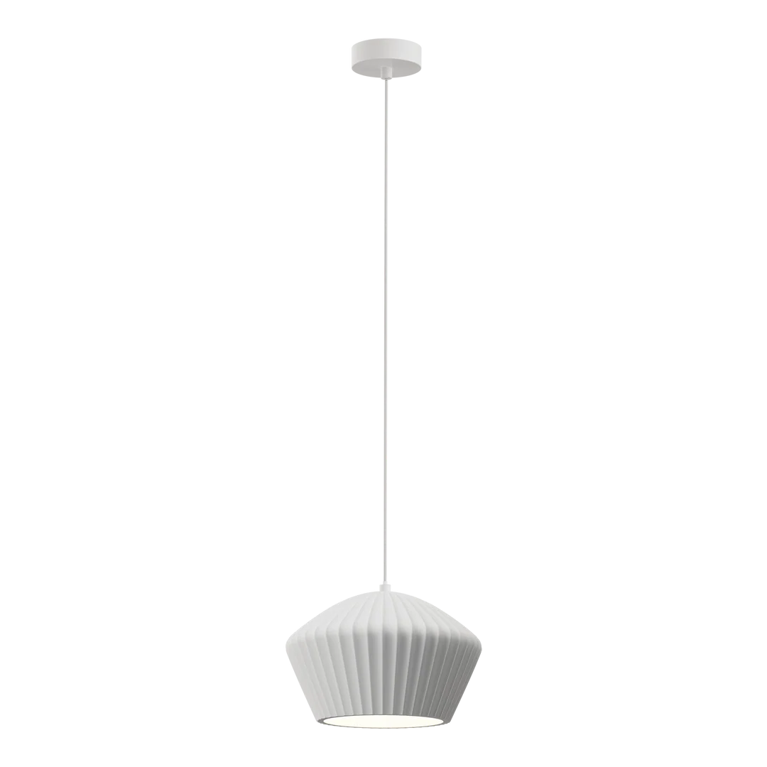Calibo Munia Sculptural Fluted Dome Pendant with Paintable Gypsum Surface - White