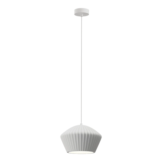Calibo Munia Sculptural Fluted Dome Pendant with Paintable Gypsum Surface - White