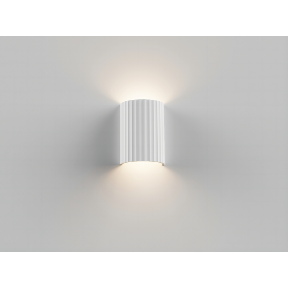 Calibo Munia Sculptural Fluted Up/Down Wall Light with Paintable Gypsum Surface - White