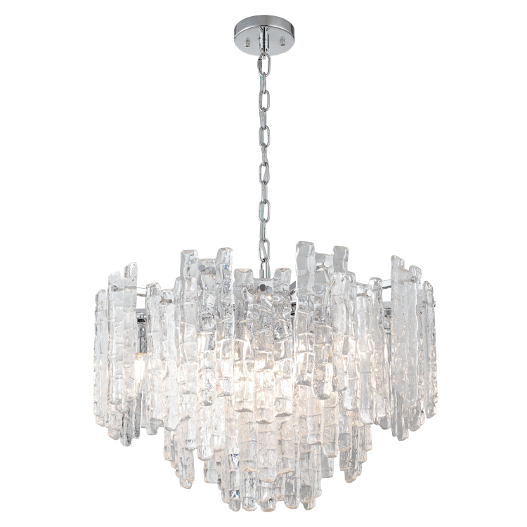 Riviera 10 Light Clear Ice Glass Pendant