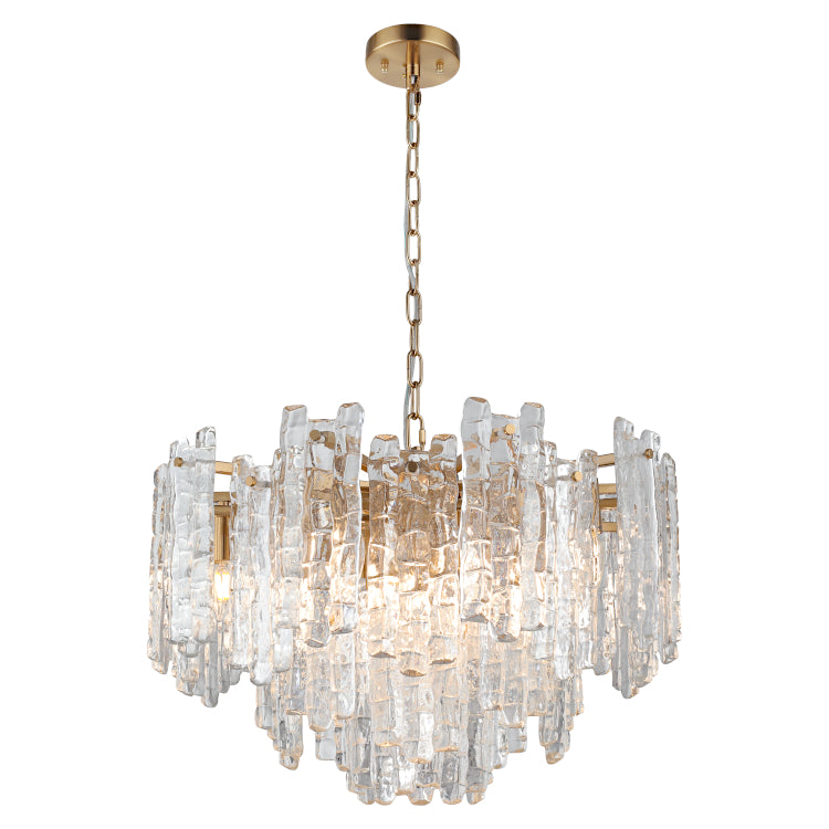 Riviera 10 Light Clear Ice Glass Pendant