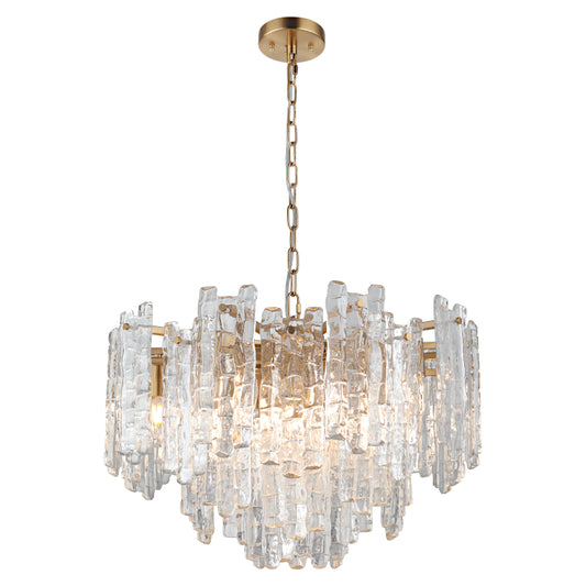 Riviera 10 Light Clear Ice Glass Pendant