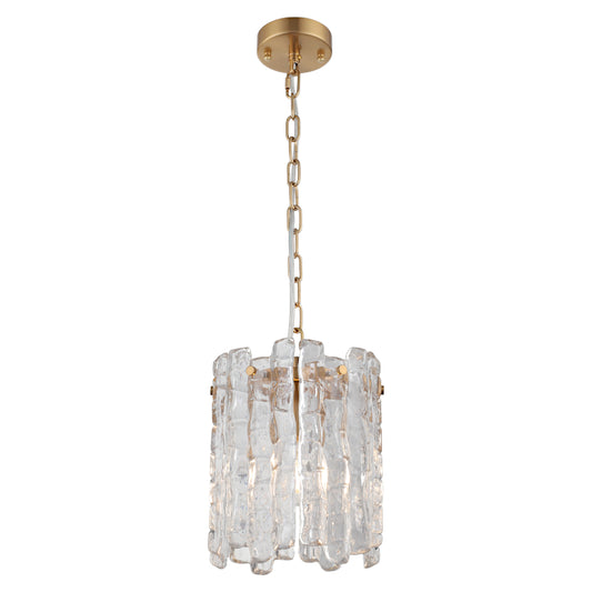 Riviera 1 Light Clear Ice Glass Pendant