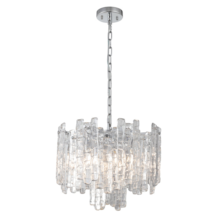 Riviera 5 Light Clear Ice Glass Pendant