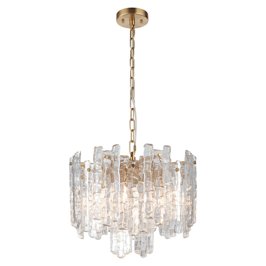 Riviera 5 Light Clear Ice Glass Pendant