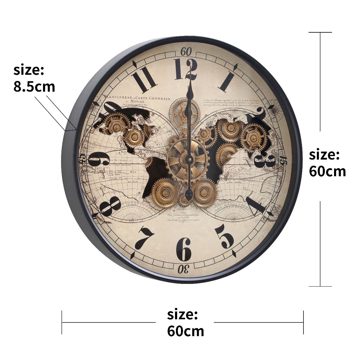 TQ-E103 60cm Vasco Map Industrial Clock