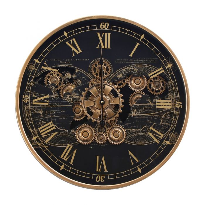 TQ-E105: D47cm Round Vasco Map Industrial Wall Clock