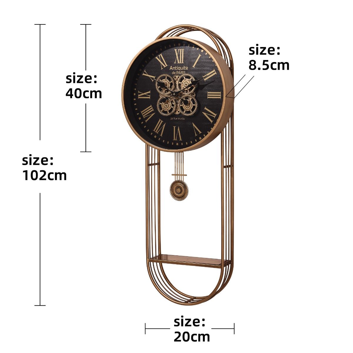 Paris Antique Pendulum Moving Cogs Wall Clock